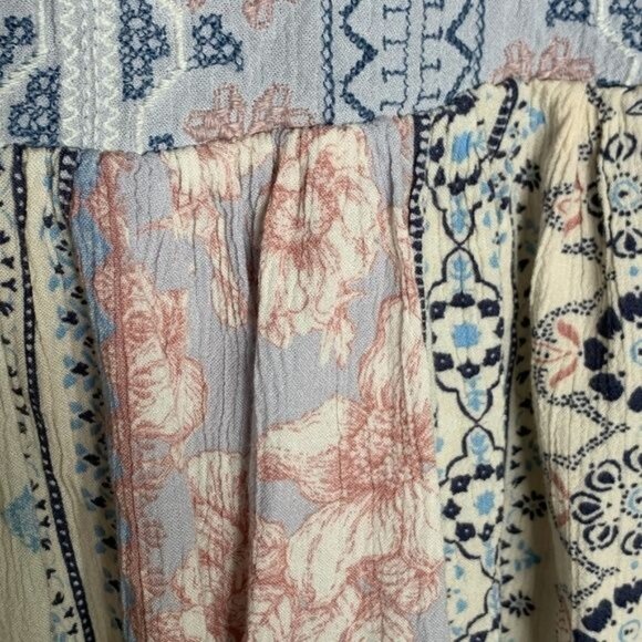 American Eagle XS Boho Floral Patchwork Peasant Blouse Long Sleeve - Picture 11 of 12